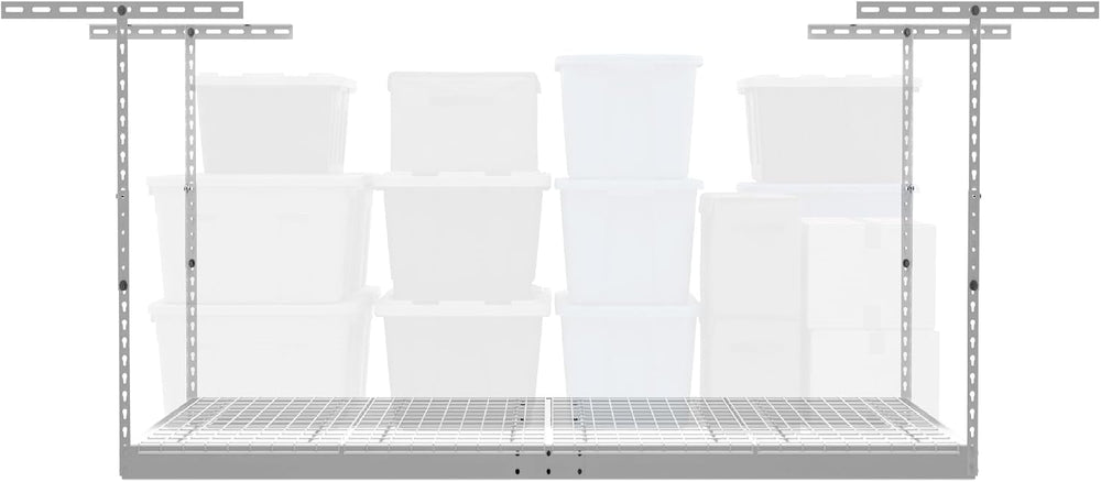MonsterRax 4x6 Overhead Garage Storage Rack, White, 12"-21" Height