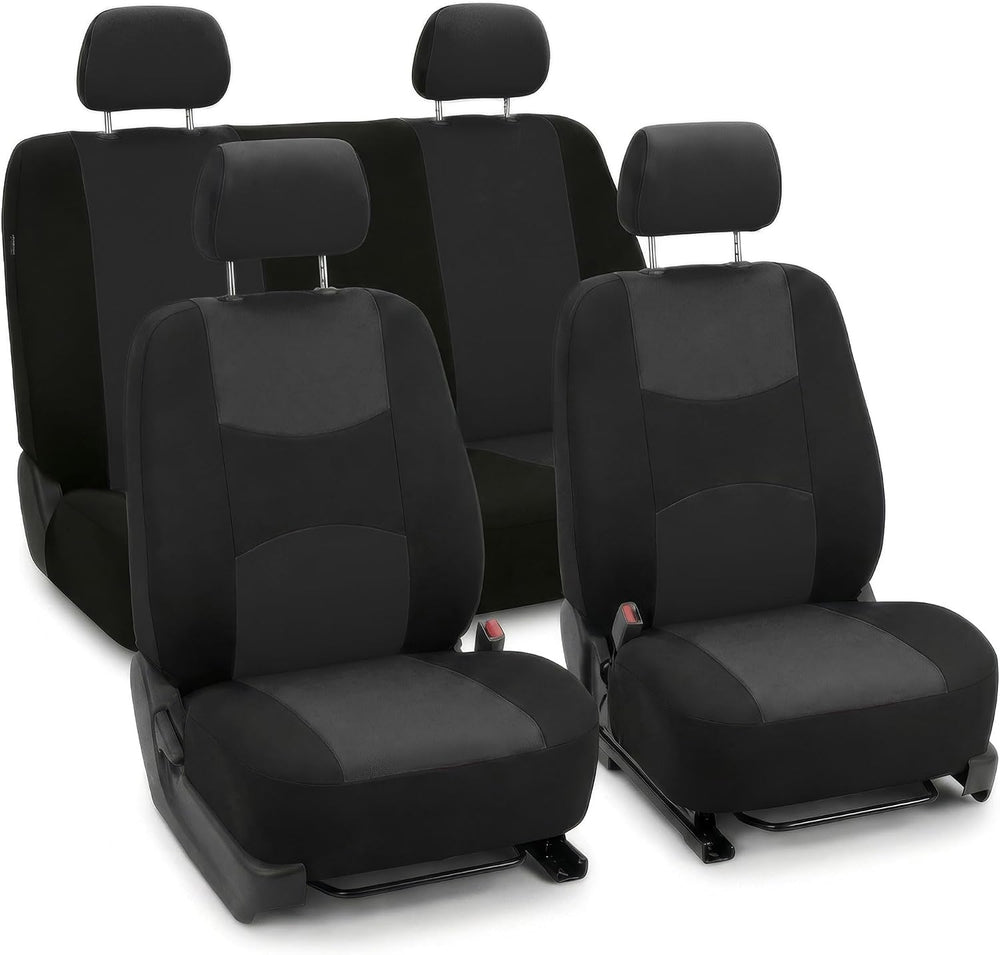 FH Group Bright Flat Cloth Full Set Automotive Seat Covers Front Set and Rear...