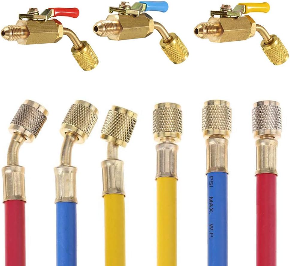 Refrigerant Charging Hose with Ball Valve Apply to R134A R12 R22 R502 R404 Re...