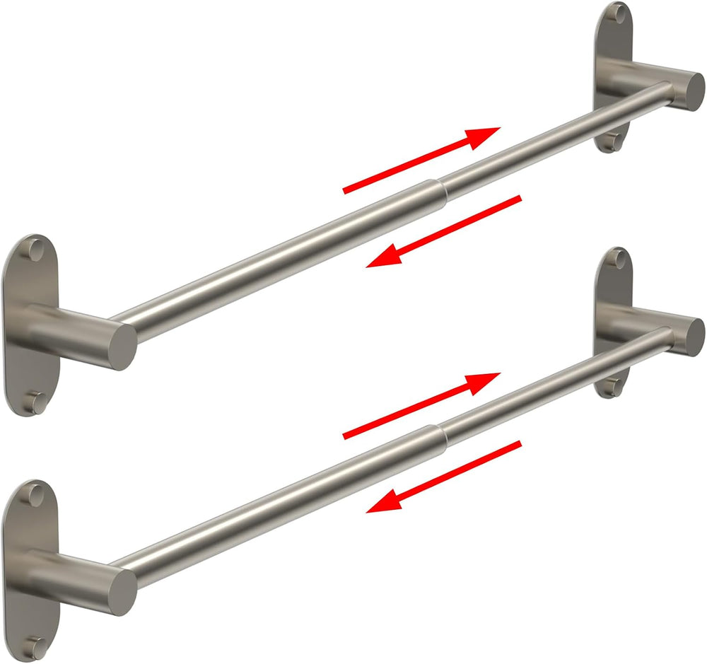 Towel Bar, Adhesive or Drill Wall Mount, Brushed Nickel, 2 Pack