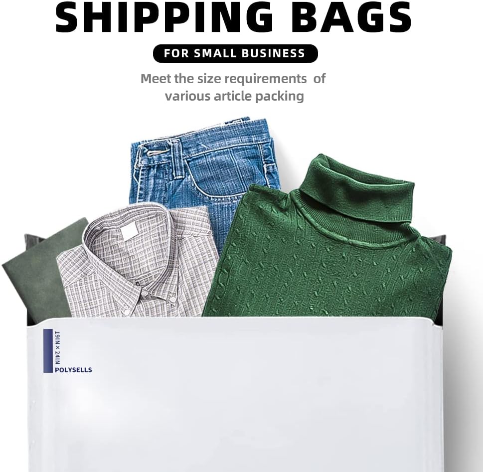 POLYSELLS 100 Pack 19x24 Inch White Poly Mailers Shipping Envelopes, Strong A...