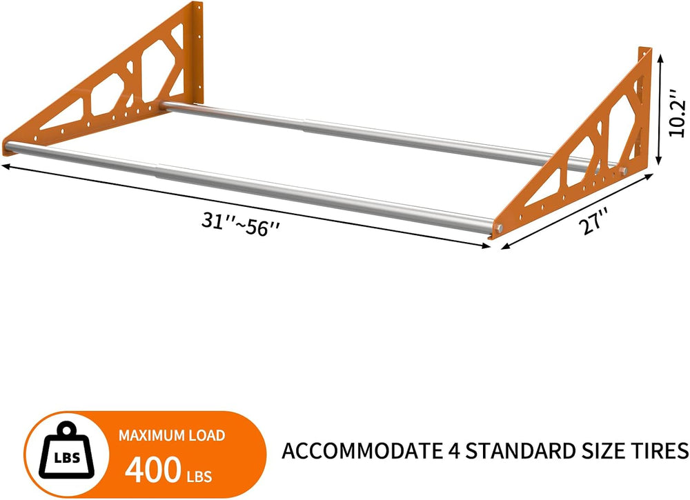 Tire Rack Wall Mount Adjustable 31"-56" Tire Storage Rack Wall Moun...
