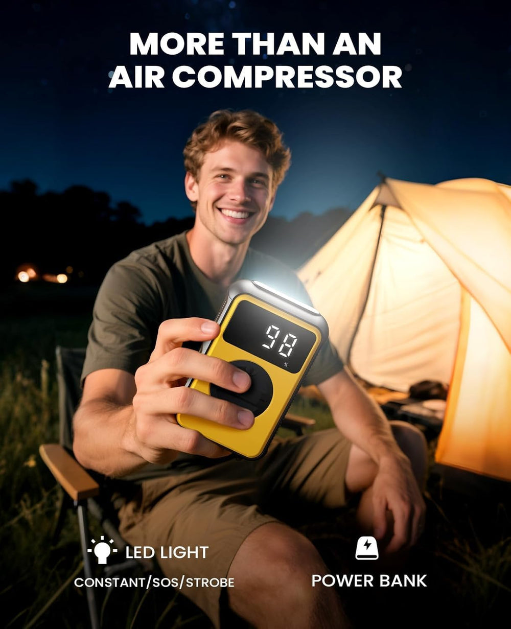 Tire Inflator Portable Air Compressor Cordless with Pressure Gauge and Auto S...