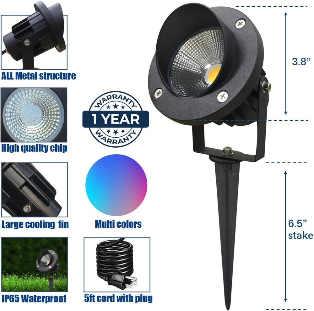 TOVEENEN LED Color Landscape Outdoor Spotlight - 120V 25W Remote Waterproof S...