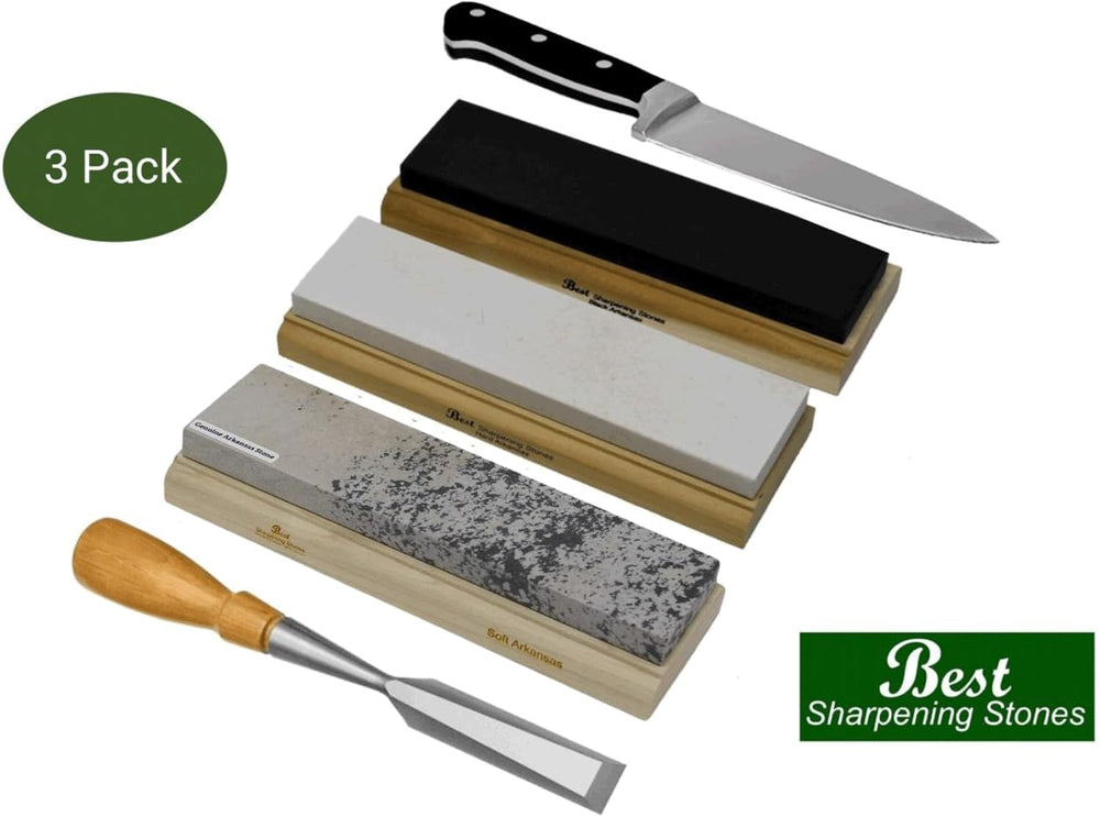 Arkansas Sharpening Stone Set - Wood Mounted 6"