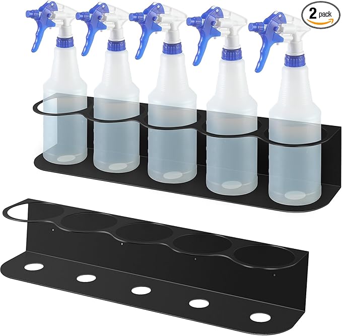 Therwen 2 Pcs 5 Holes All Purpose Steel Spray Bottle Holder Heavy Duty Spray