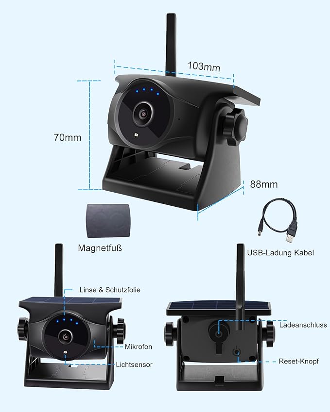 1080P Solar Wireless Backup Camera