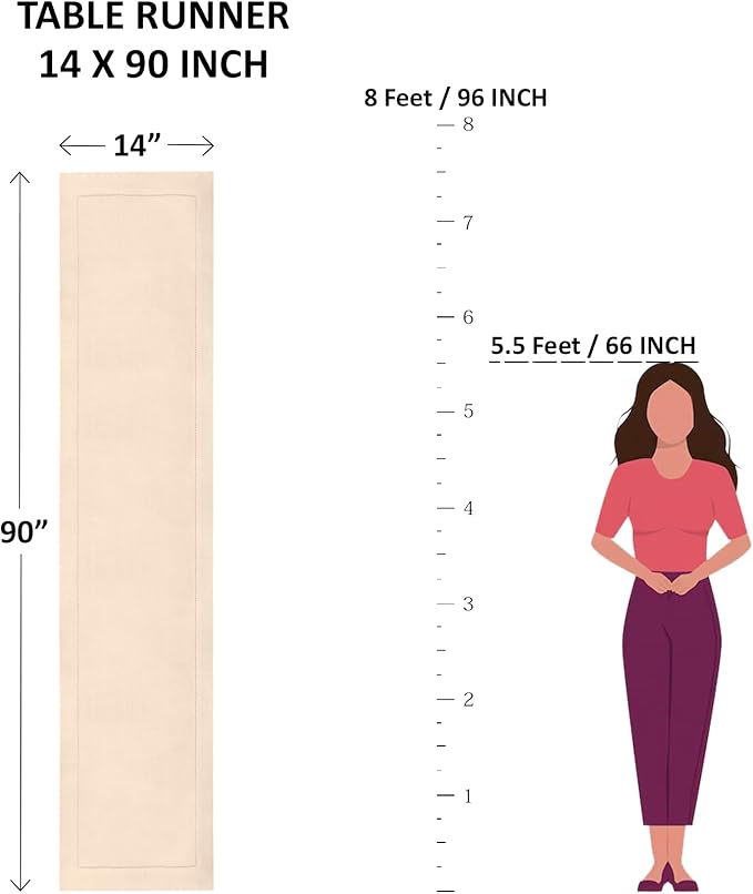 Solino Home Linen Cinnamon Table Runner 90 Inches Long - 100% Pure Linen Hems...