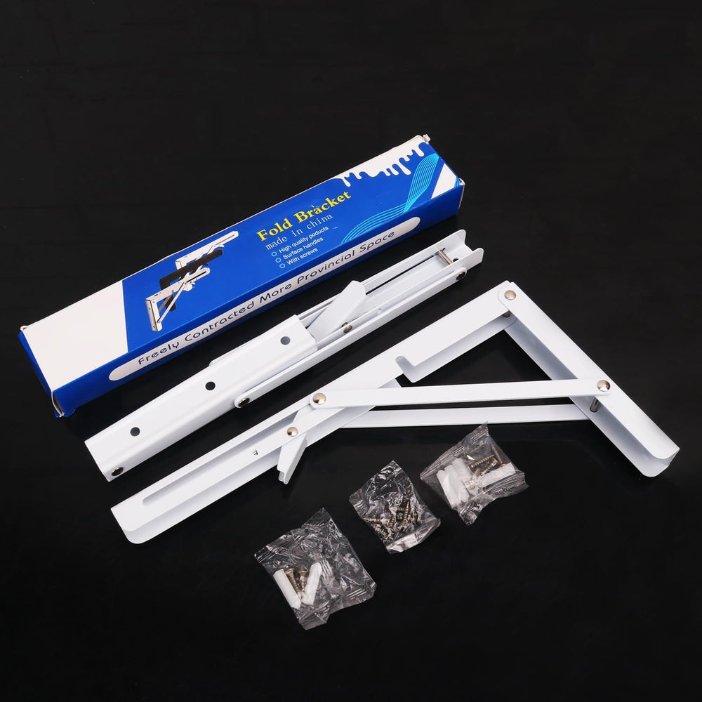 10 Pack 12 Inch White Folding Shelf Brackets with Screw, Collapsible Shelf Br...