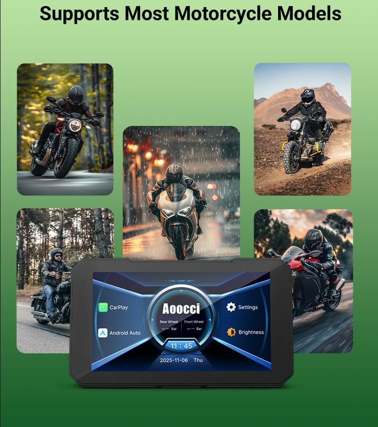 C3 Plus Motorcycle Carplay, 5-inch HD Touchscreen, GPS Navigation System with...