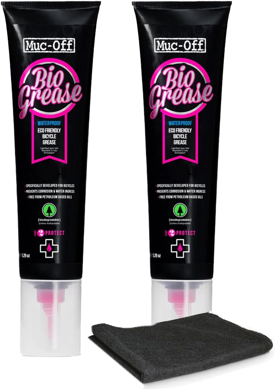 Muc-Off Bio Grease 150g (Pack of 2) with Microfiber Cloth | Premium Bike Grea...