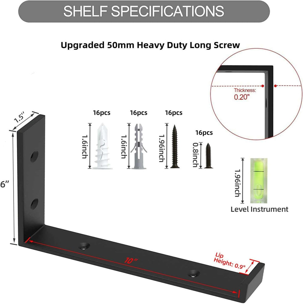 WEKIS Shelf Bracket, Heavy Duty Floating Shelf Brackets 10-Inch Long, 8-Pack ...