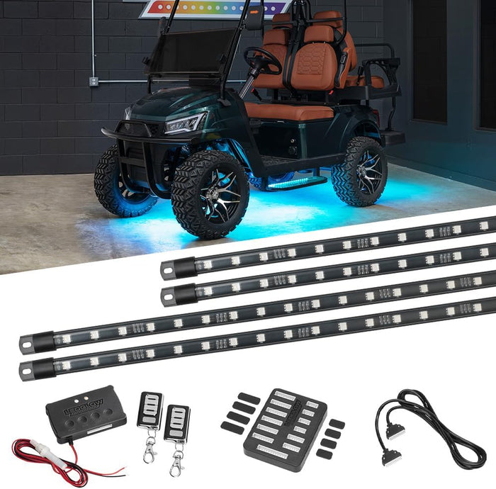 LEDGlow 4pc Million Color LED Golf Cart Underglow Kit for 12V 4-Seater