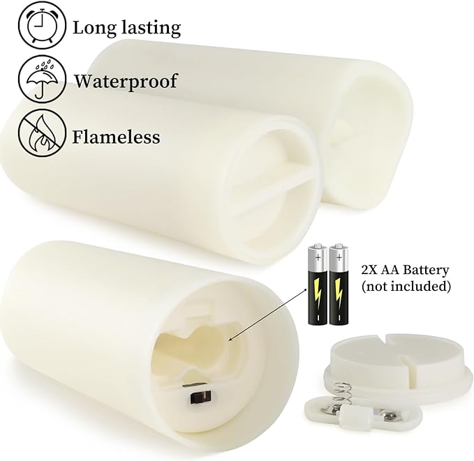 Set of 96 Waterproof Outdoor Flameless Candles, LED Candles with 4 Remote and...