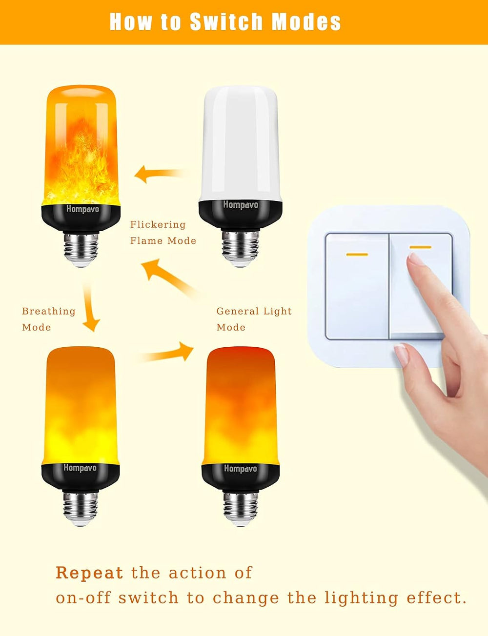 Hompavo 【Upgraded】 LED Flame Light Bulbs, 4 Modes Flickering Light Bulbs with...