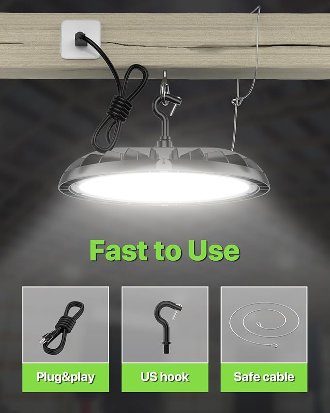 150W UFO LED High Bay Light 6-Pack 150LM/W 22, 500LM High Bay Led Shop Lights