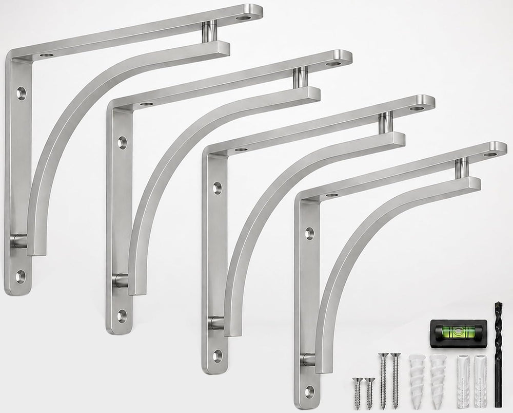 Classic Silver Heavy Duty Shelf Brackets 8 inch by Balin Designs โ Chrome L B...
