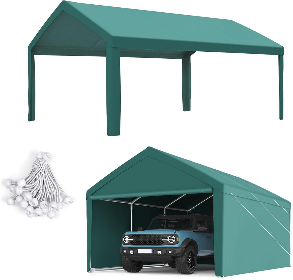 10x20 ft Carport Replacement Top Cover w/Leg Cloth, Heavy Duty Waterproof &am...