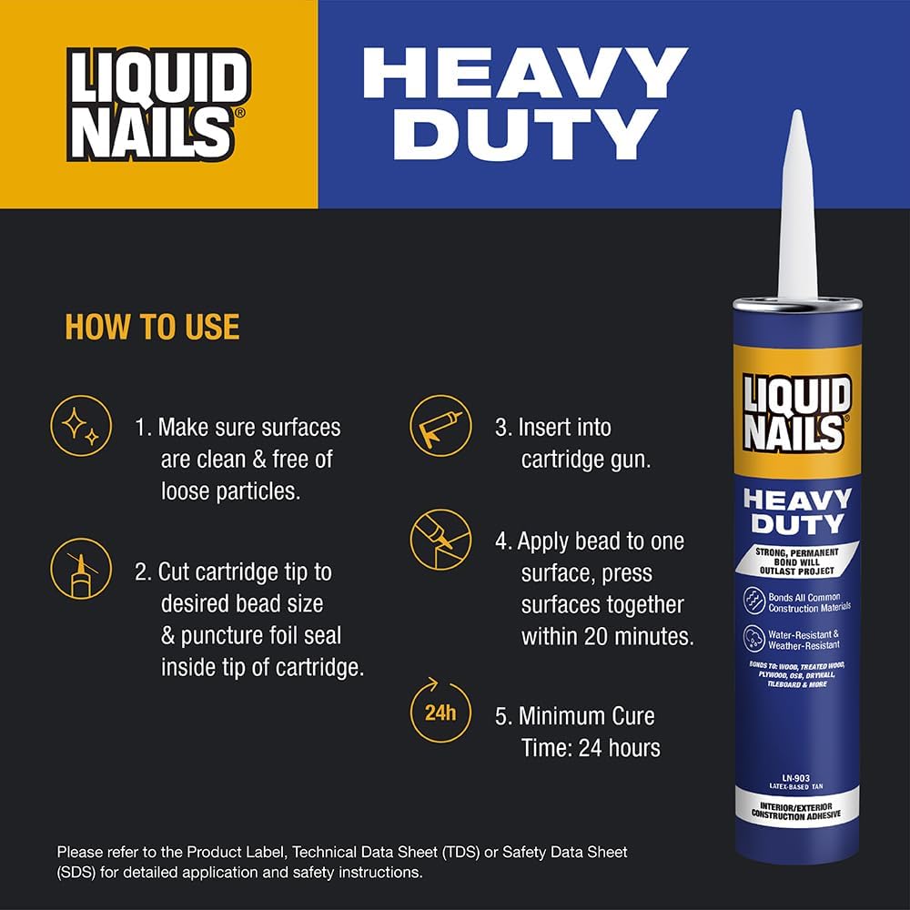 Liquid Nails Heavy Duty 28 oz. Tan Latex-Based Construction Adhesive Low VOC,...