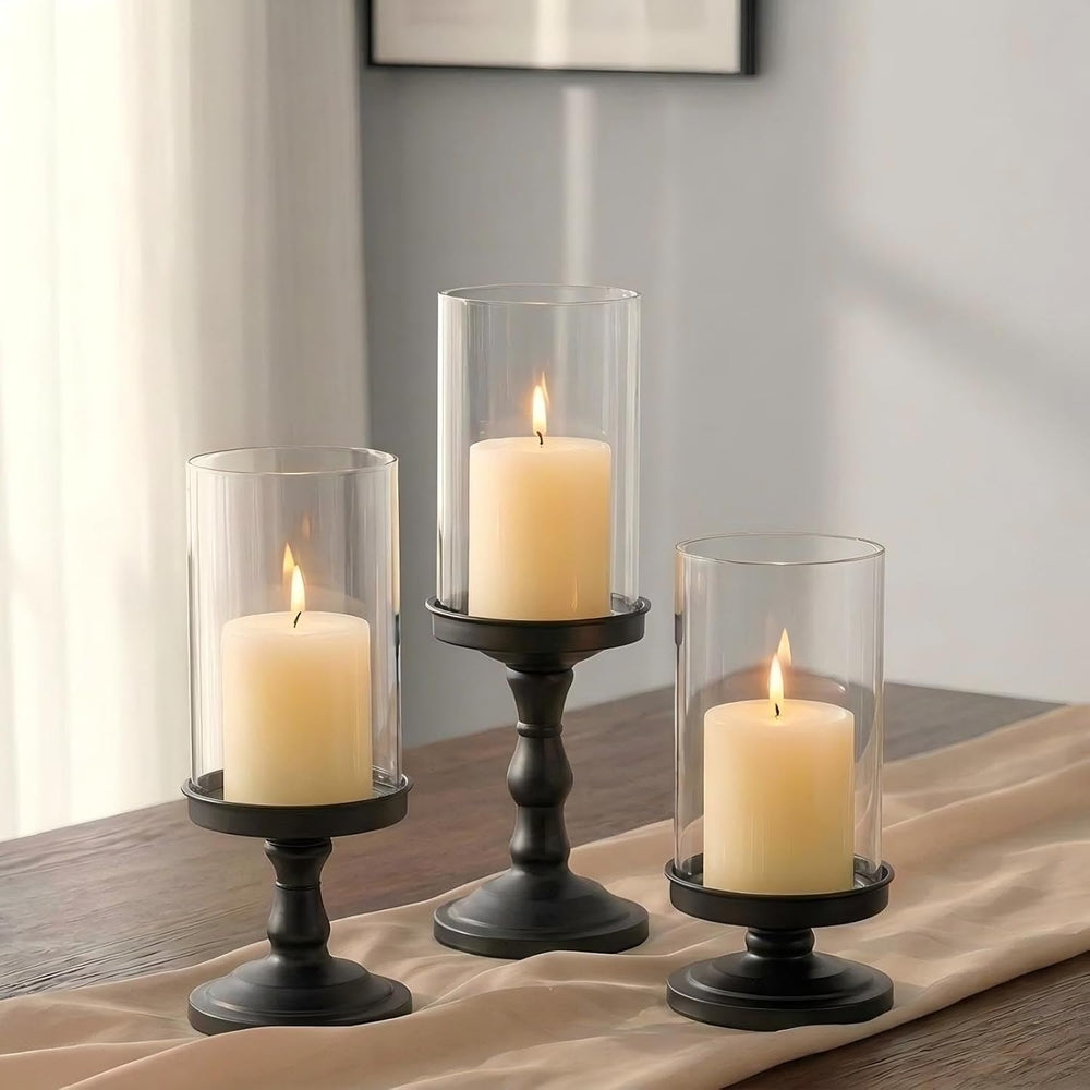 NUPTIO Pillar Candle Holder for Halloween: Hurricane Glass Candleholder