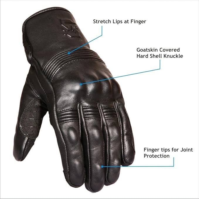 Leather Motorcycle Gloves for Men and Women | Touchscreen | Full Finger |
