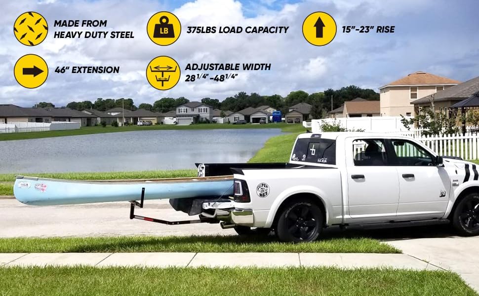 MaxxHaul 70231 Hitch Mount Pick Up Truck Bed Extender For Ladder, Rack, Canoe...