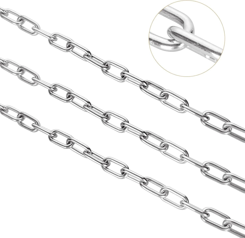 WOPPLXY 19.6ft (6 m) Length Galvanized Steel Chain, 0.23 Inch(6 mm) Heavy Dut...