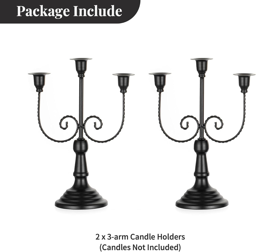 NUPTIO Taper Candle Holders for Candlestick: Black Candelabra for Halloween