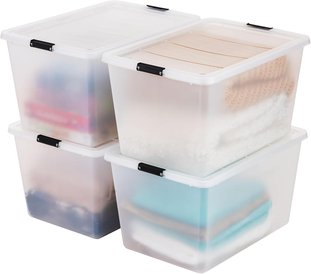 IRIS USA 4-Pack 55 Quart Clip Box with Latching Lid