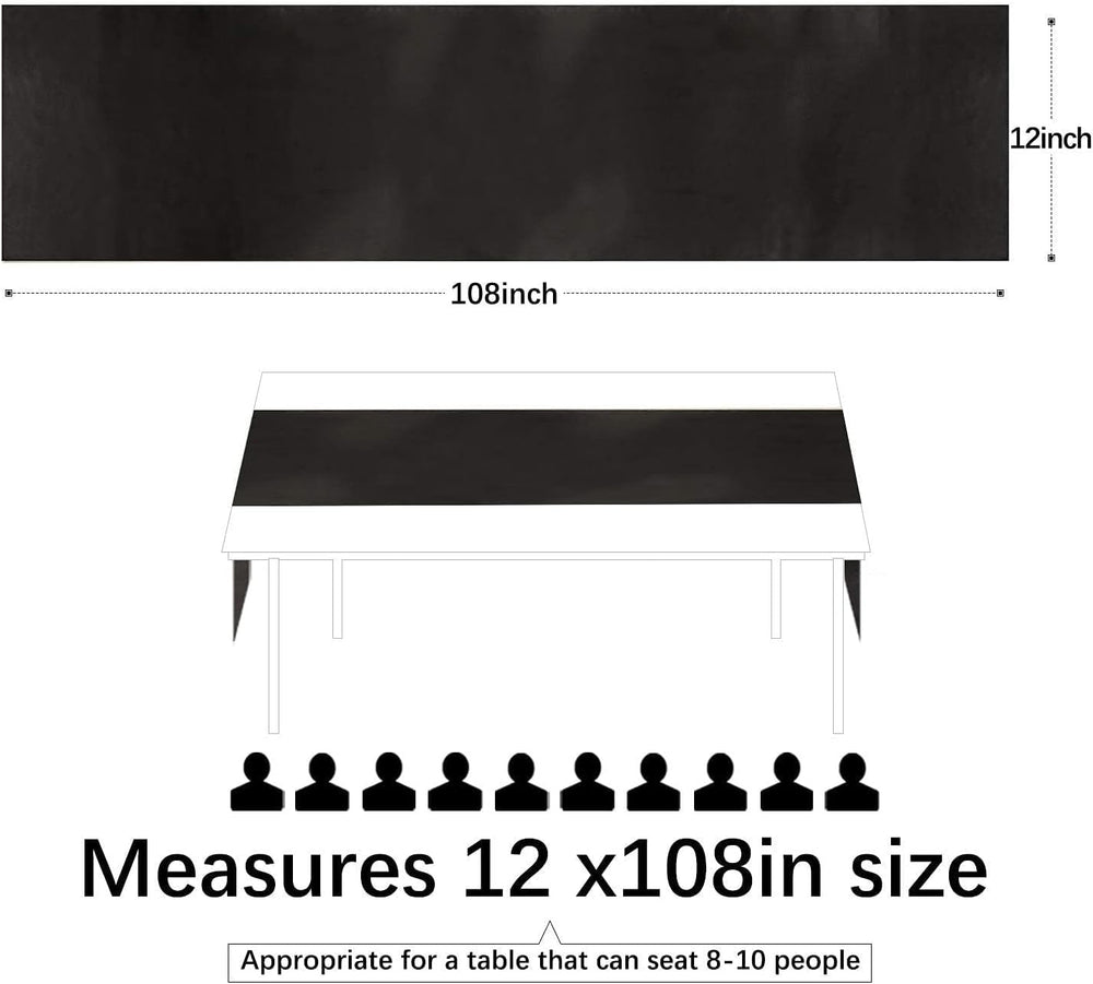 24 Pack Black Table Runners 12 x 108 Inches Long Smooth Satin Silk Black Hall...