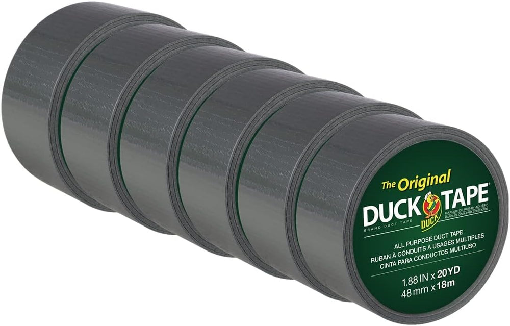 The Original Duck Tape Brand Duct Tape, 1.88 Inch x 20 Yard, Silver, 6-Pack