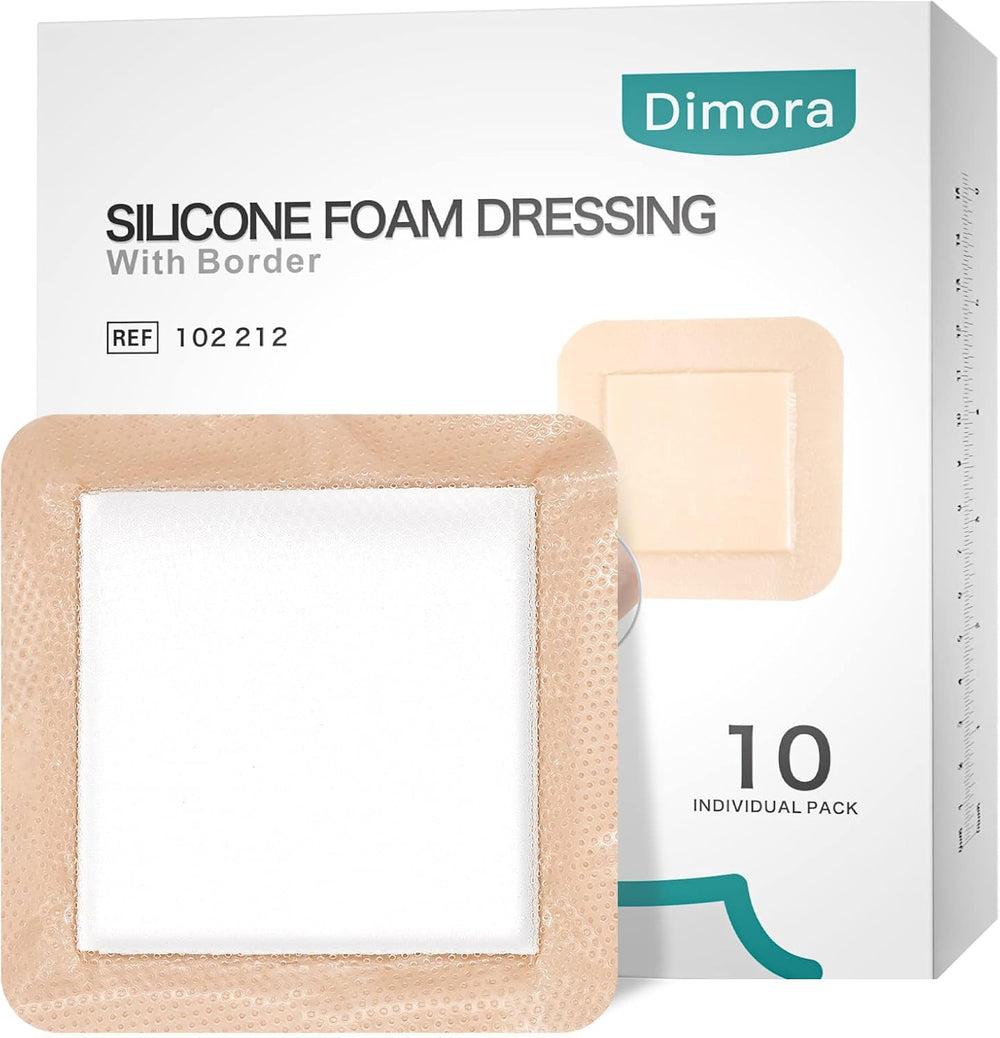 Dimora Silicone Foam Dressing Bedsore Patches 6"x 6" (10Packs)