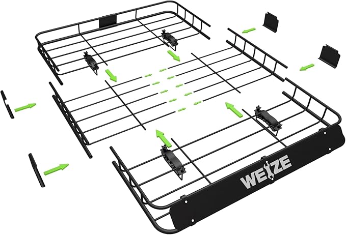 WEIZE 54" x 34" Heavy Duty Roof Rack, Rooftop Cargo Carrier Basket