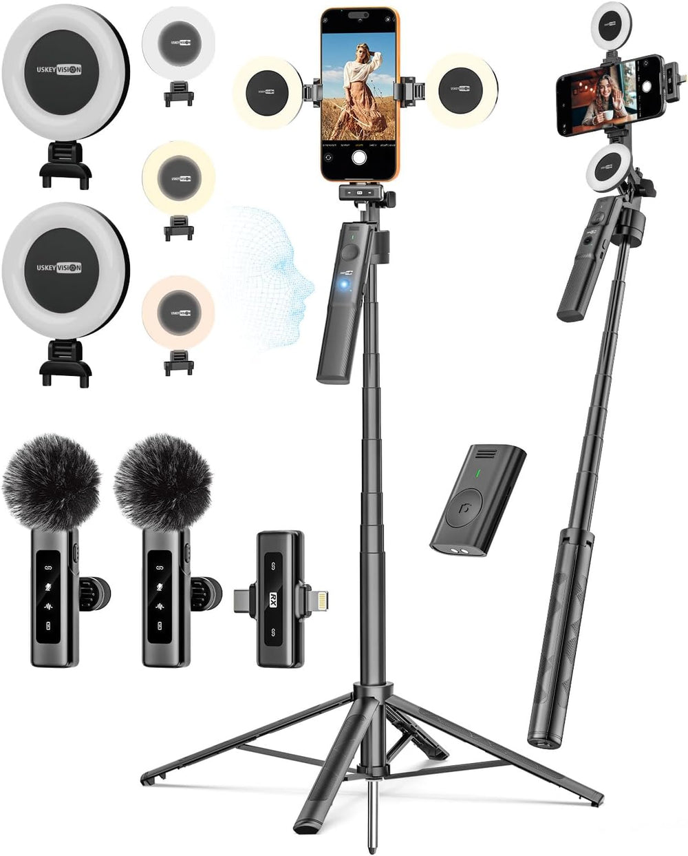 USKEYVISION Content Creator Essentials,Vlogging Kit w/Light & Mic(R01 Kit)