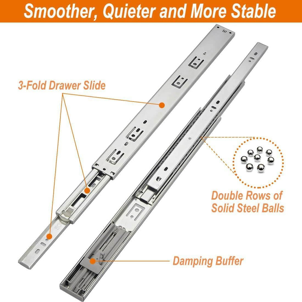 OCG Soft Close Drawer Slides 22 Inch (10 Pairs), Full Extension Ball Bearing ...