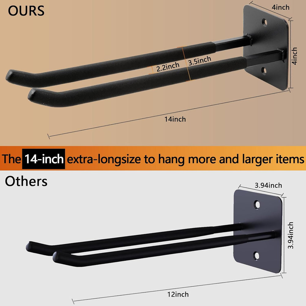 Sinoer 4 Pack Steel Wall Mount Double Garage Storage Hooks