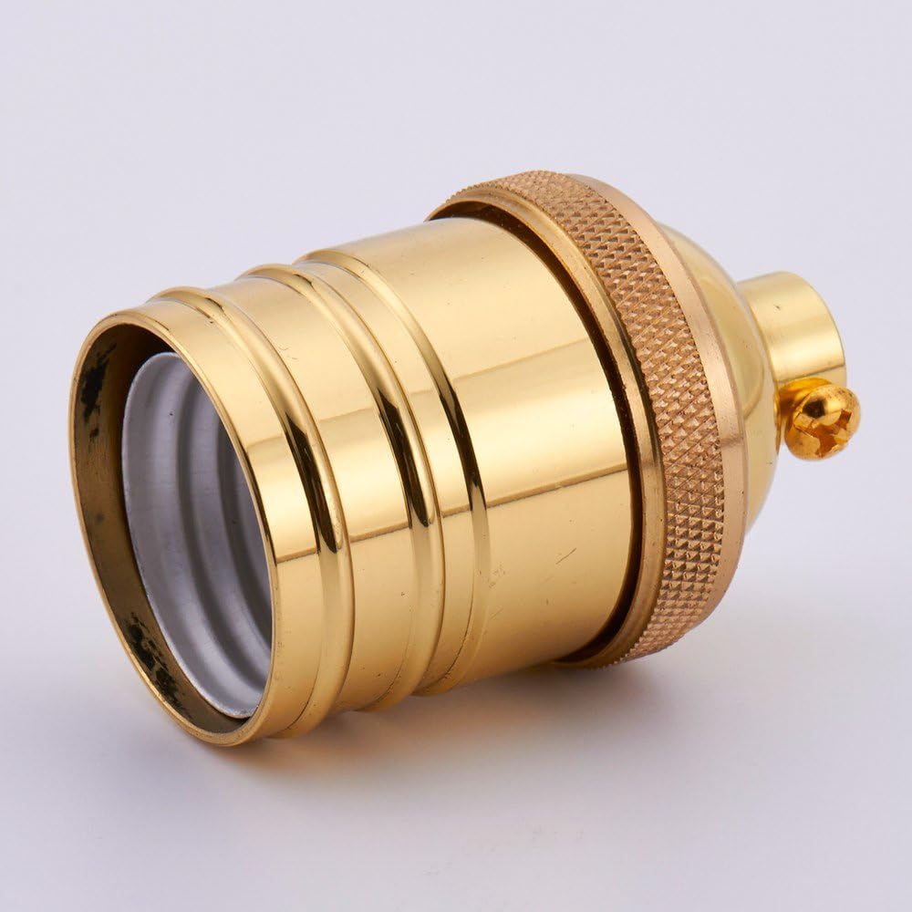 6 Pack Screw Thread Keyless Brass Light Socket - Polished Solid Brass Finish ...