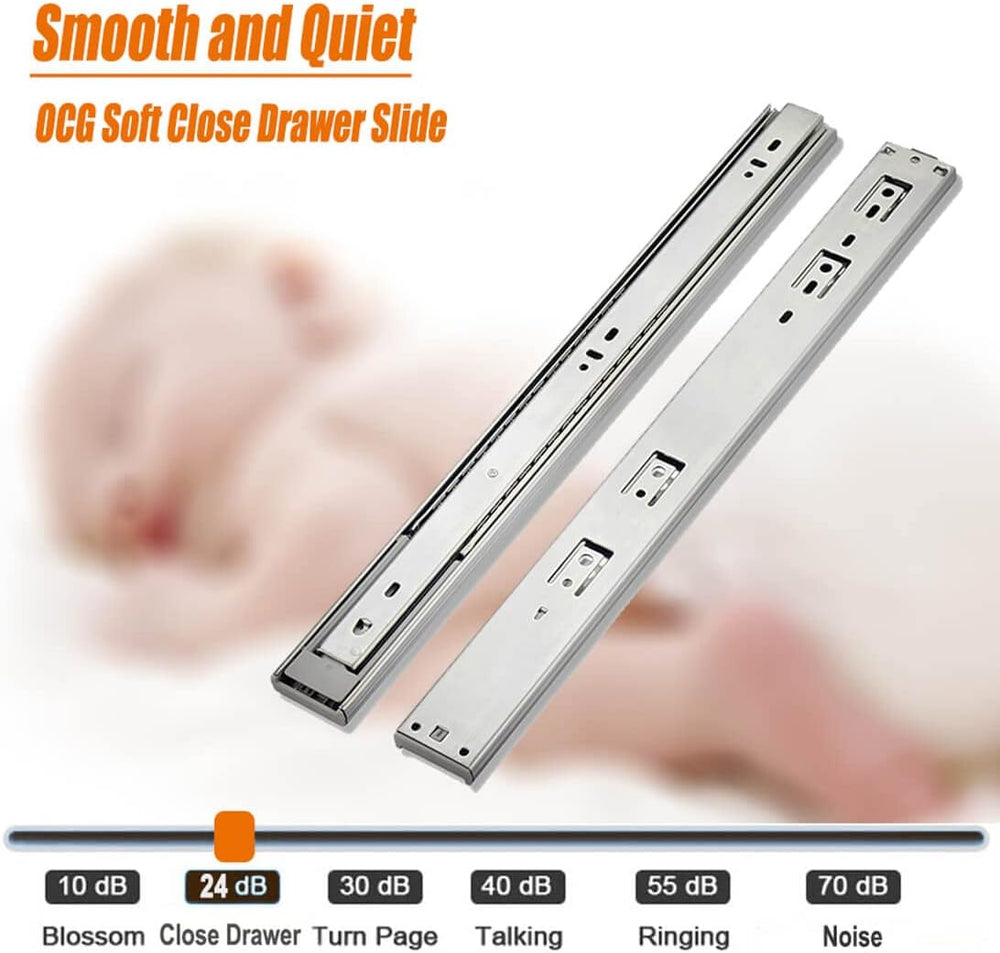 OCG Soft Close Drawer Slides 22 Inch (10 Pairs), Full Extension Ball Bearing ...
