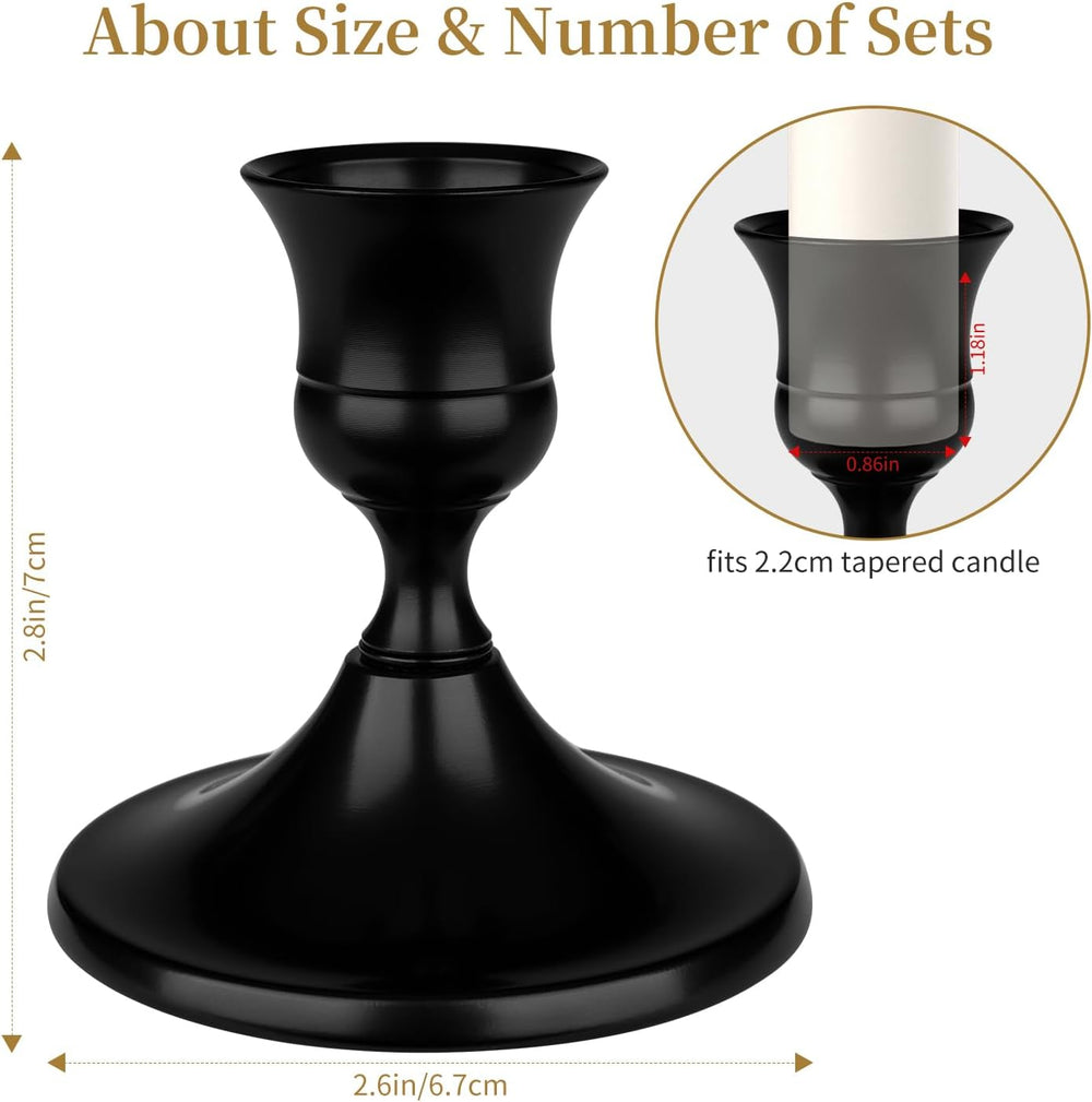 Black Candle Holder Taper Candle Holders, Set of 24 Candlestick Holders Decor...