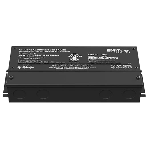 EMITEVER 120W Dimmable LED Driver, 24V Triac Dimmable Power Supply, AC to DC