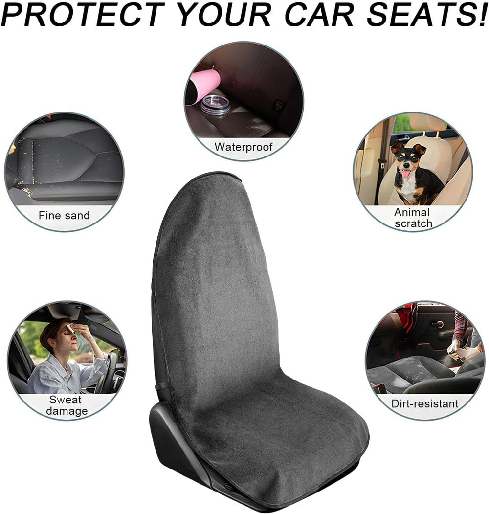 DXNQ 2PCS Car Towel Seat Cover, Waterproof Sweating Non-Slip Premium Soft Tow...