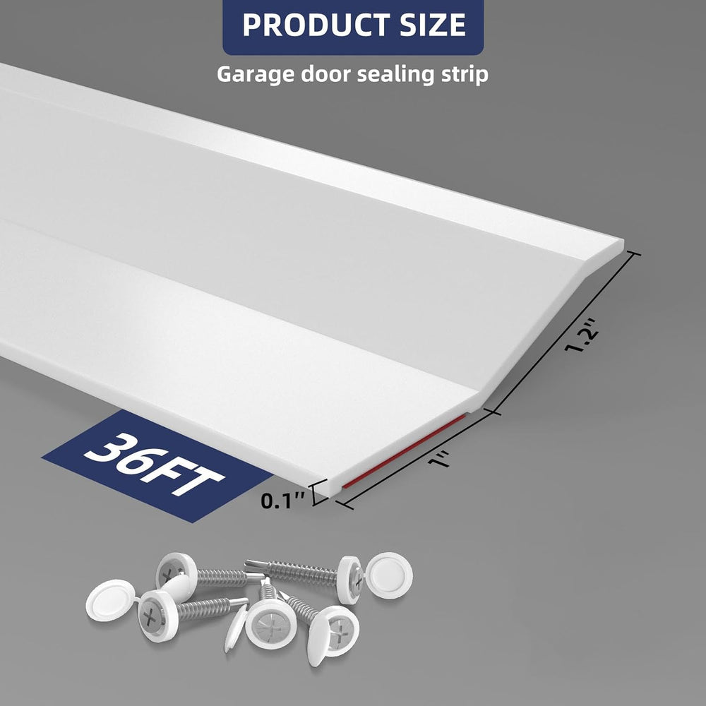 ChinJo Garage Door Seal Top and Sides,Garage Weather Stripping,White,36FT