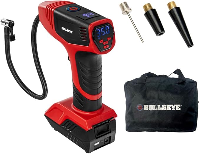 Bullseye Pro Automatic Digital Tire Inflator 150 PSI Max w/Gauge Display Screen