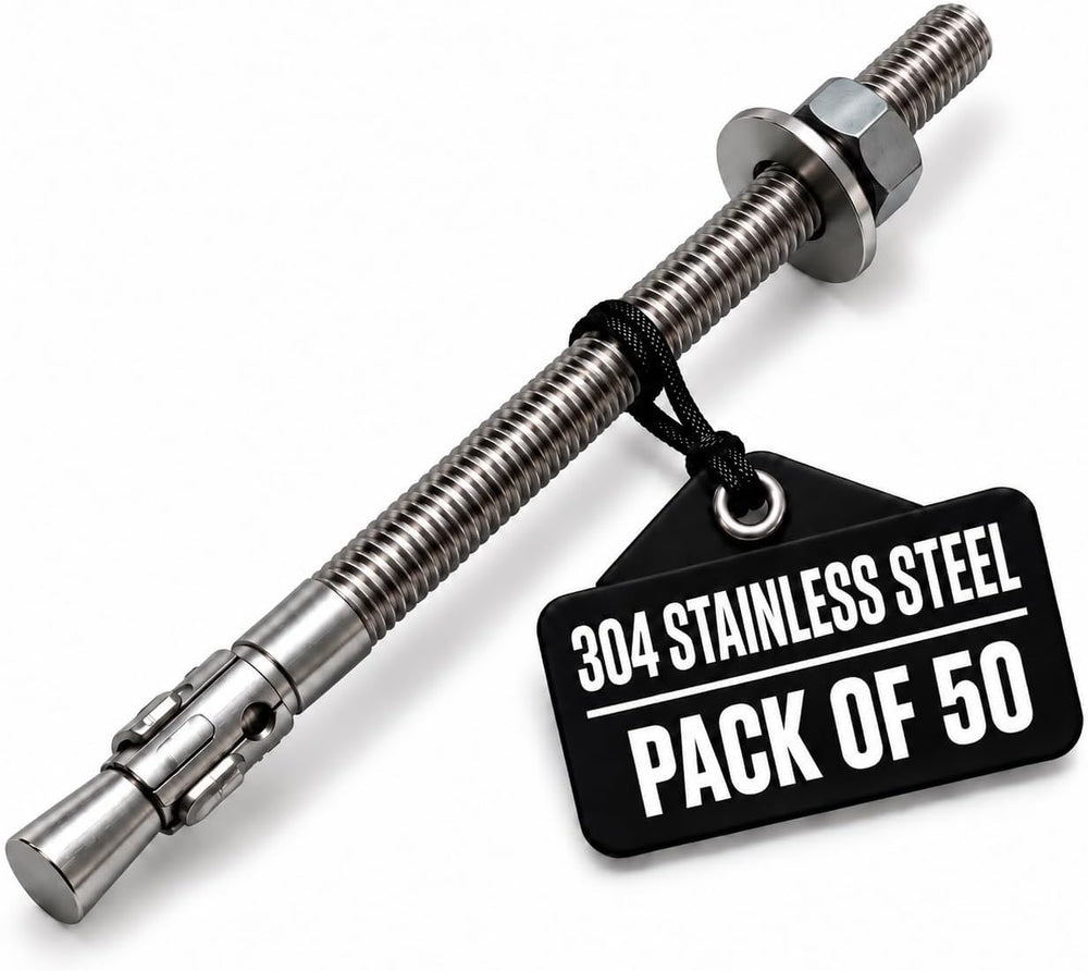 Mighty Fasteners 304 Stainless Steel Wedge Anchors 1/4" X 3-1/2" - ...