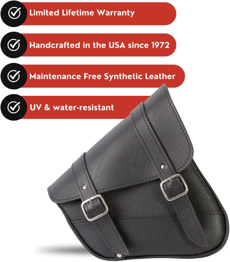 Willie & Max Black Synthetic Leather Motorcycle Swingarm Bag for Sportste...