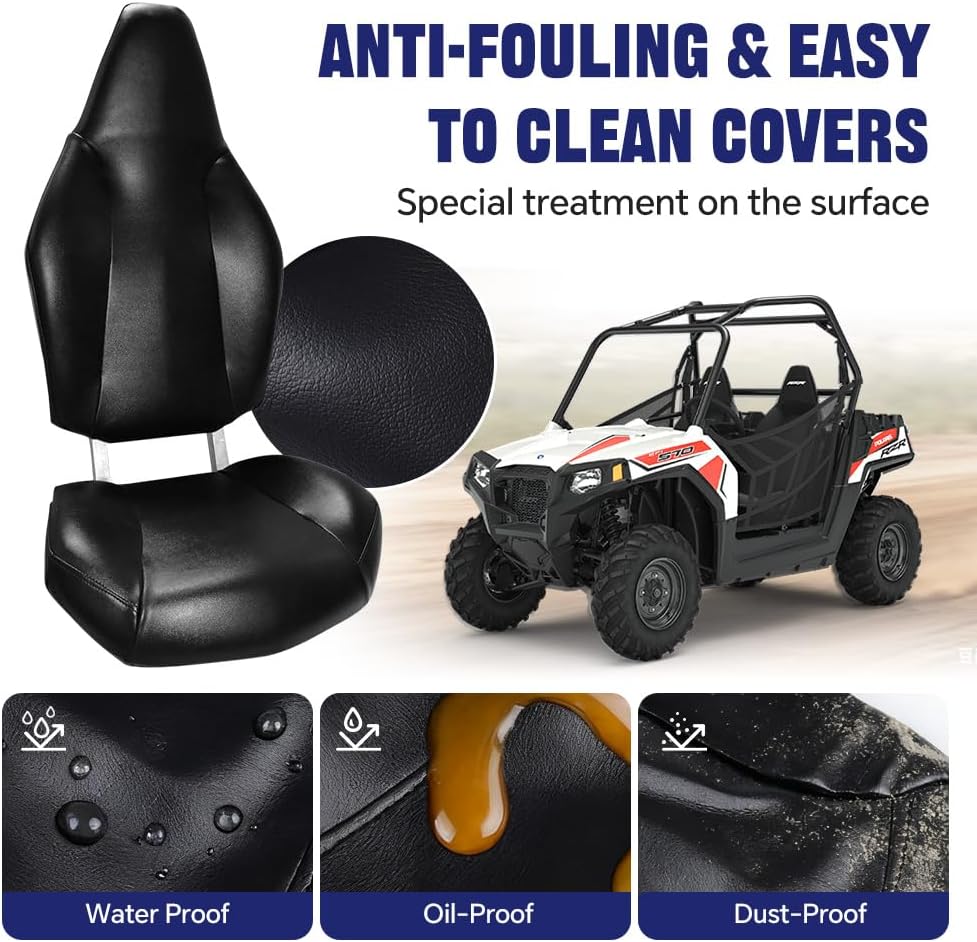 PIT66 Vinyl Seat Covers Set Fit Polaris RZR 570 800 900 & ACE 2012-2018 |...