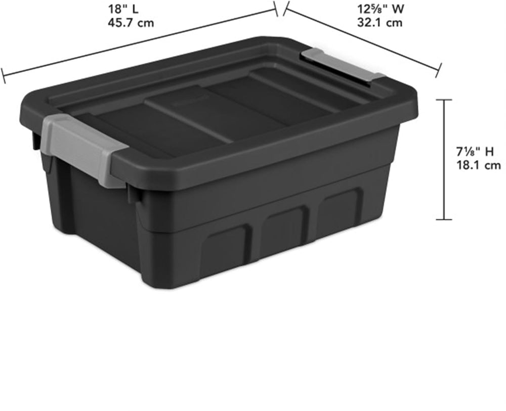 Sterilite Stacker Tote with Latching Lids for Garage, 4 Gallon, 6-Pack