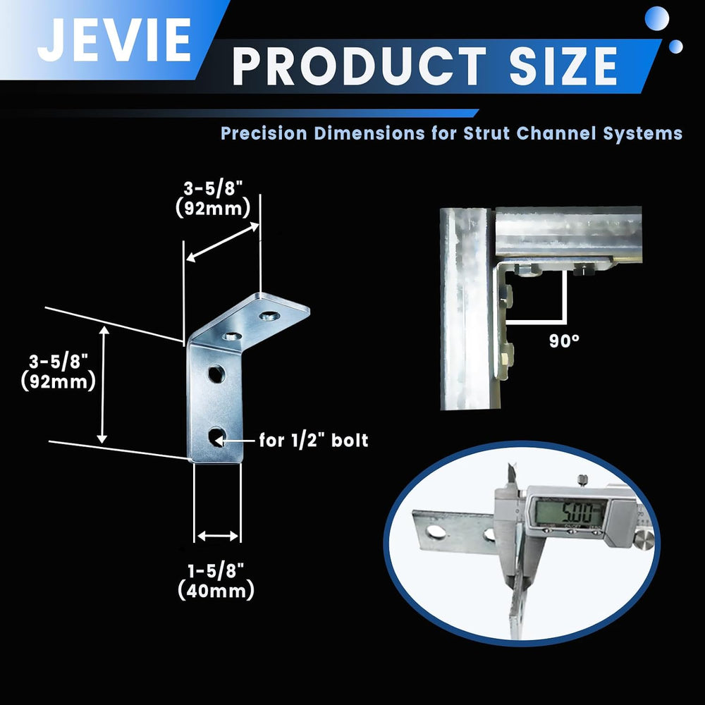 Heavy Duty 4-Hole L Angle Bracket for 1-5/8โ Strut Channel, 90 Degree Steel C...