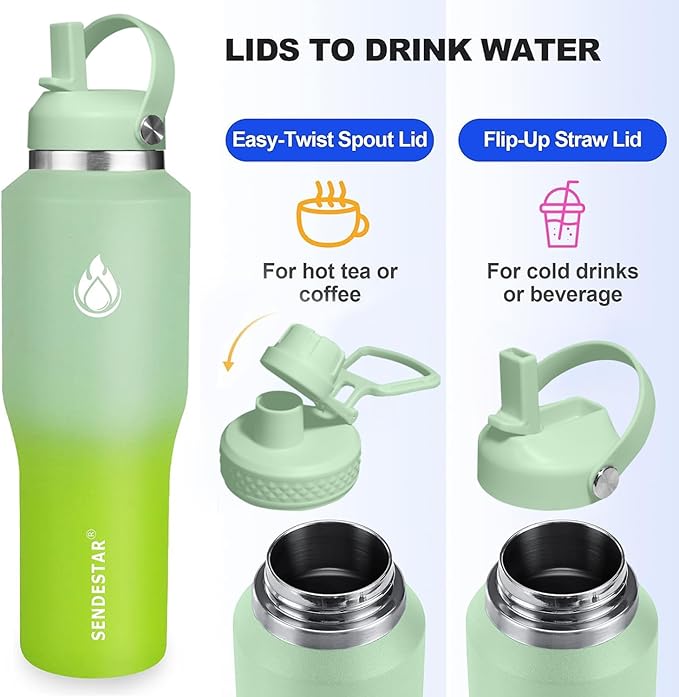 SENDESTAR SENDESTAR 40oz Stainless Steel Water Bottle, Double Wall Vacuum