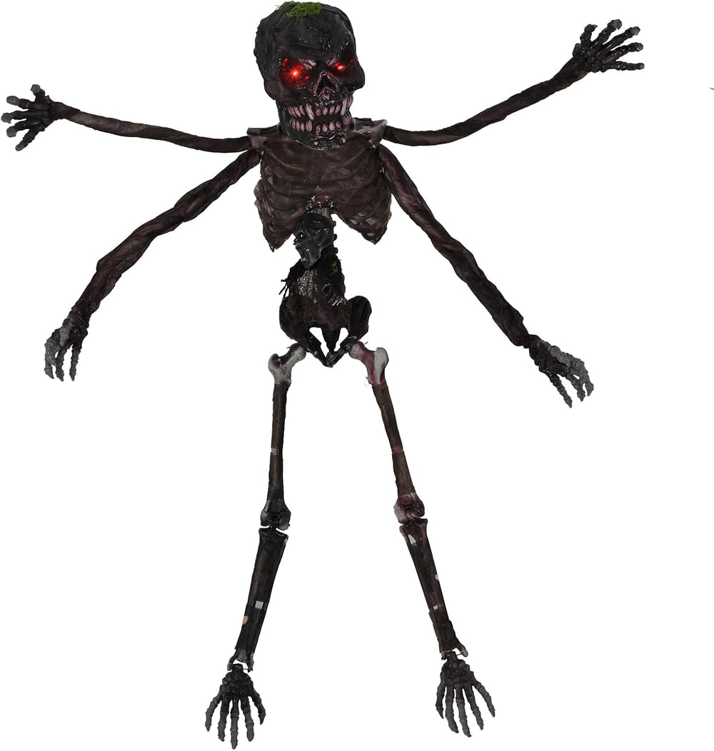 Tangkula 6 FT Halloween Animatronics Hanging Zombie with Glowing Red Eyes
